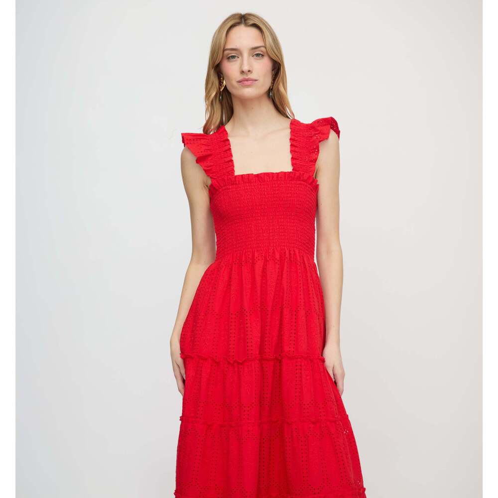 Hill House Home The Ellie Nap Dress - Cherry Trellis Broderie Cherry Trellis Bro